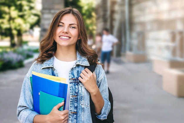 Young girl student smiling