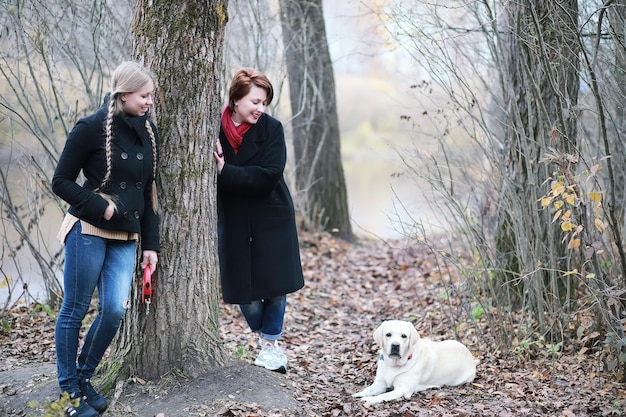 Young girl on a walk in the autumn