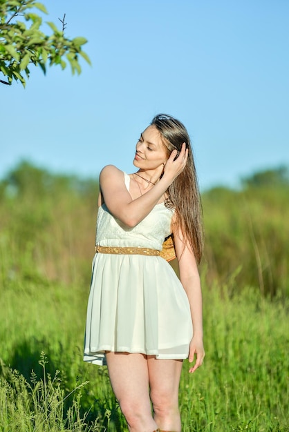 young girl walking in the garden