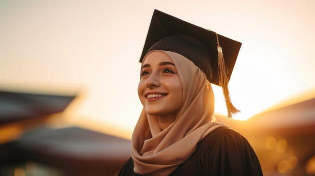 A young girl wearing a graduation cap of International day of education celebration