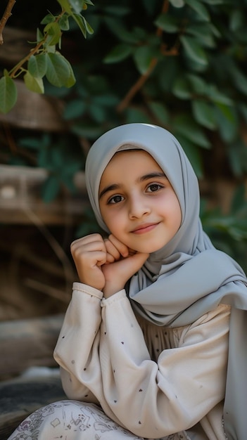 Photo a young girl wearing hijab posing