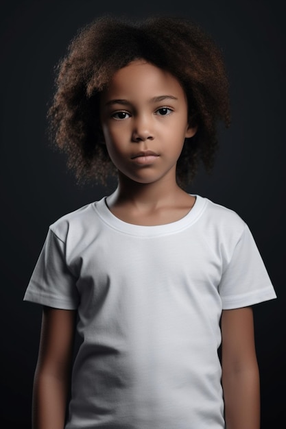 A young girl wearing a white t - shirt that says'i'm a girl '