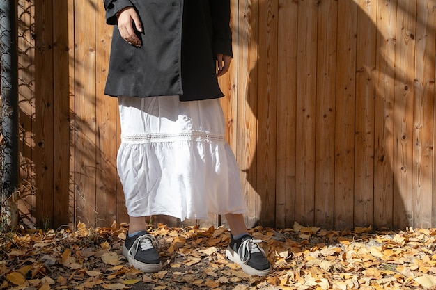 Young girl in a white and black clothes