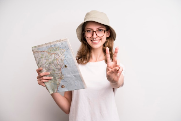 Young girl with a city map tourist concept