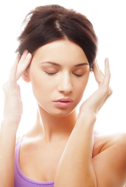 Young girl with clean skin on pretty face