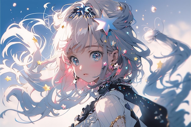 young girl with cute hair in the style of realistic lighting kawaii AI generated