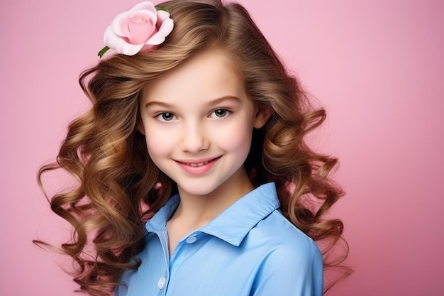 Photo a young girl with a flower in her hair