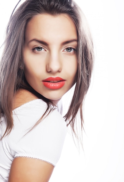 Young girl with orange lips