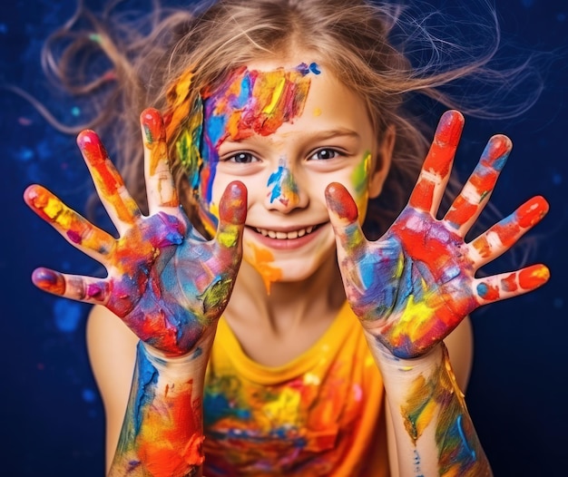 Young girl with paints