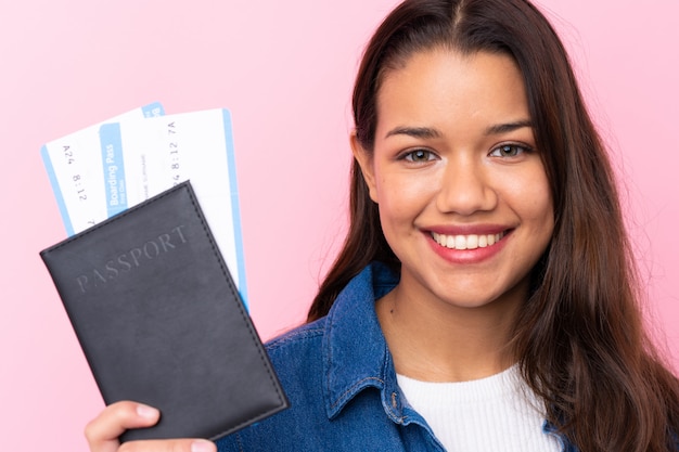 Young girl with a passport