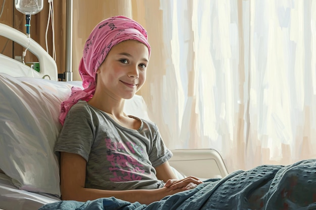 Photo a young girl with a pink headband smiling at the camera generative ai