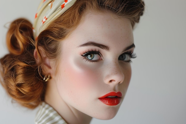 A young girl with red hair and a headband