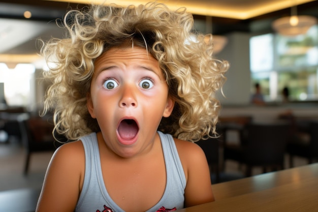 Photo a young girl with a shocked expression on her face