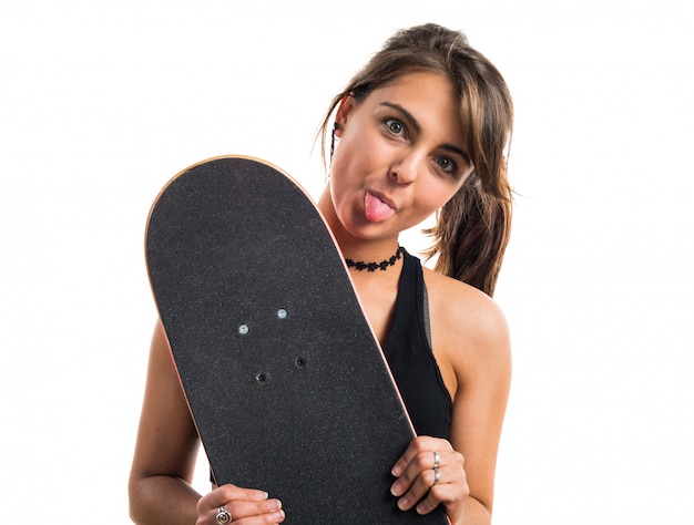 Young girl with skateboard