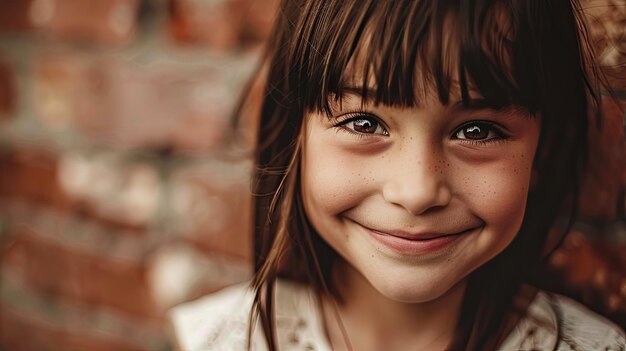 Photo a young girl with a smile that says  the word  on it