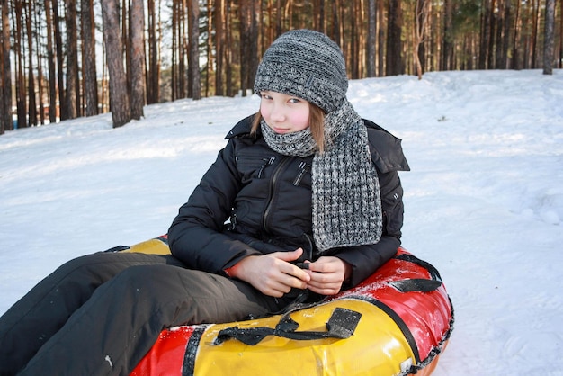 Young girl with tubing