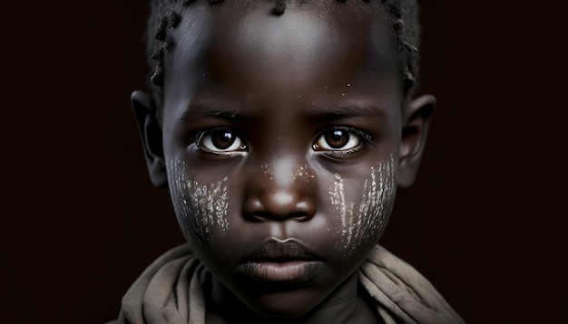 A young girl with white dots on her face