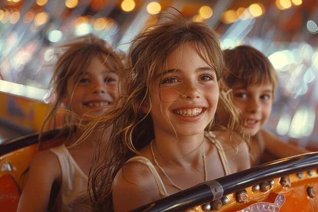 写真 カーニバル・ライドを乗る若い女の子