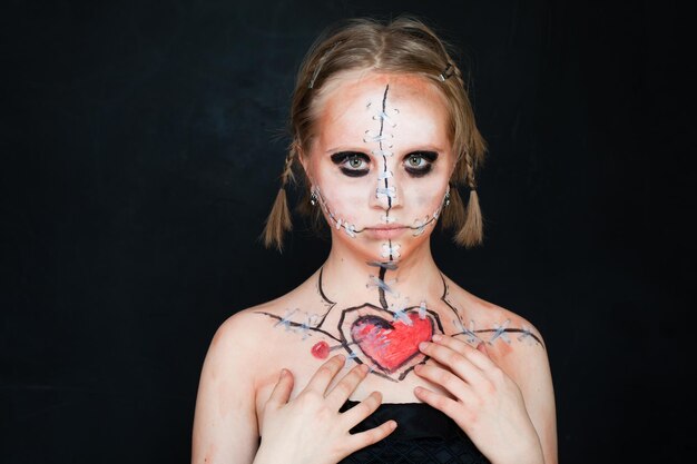 MAQUIAGEM HALLOWEEN (BONECA DE VOODOO) - Voodoo Doll Makeup 