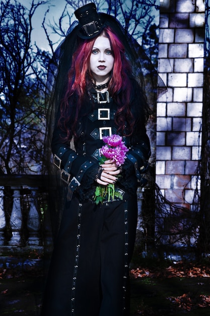 Young goth girl with a red hair