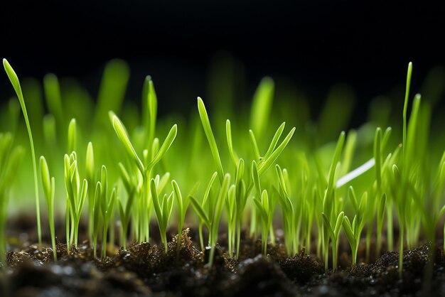 Young grass plants closeup