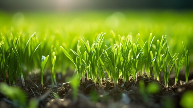 写真 太陽 の 光 に 照らさ れ て 成長 する 若い 草 の 植物