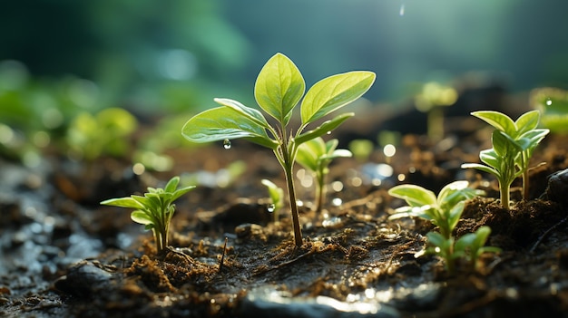 幼い植物が土で成長する ゲネレーティブアイ