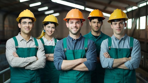 Young group of industrial workers