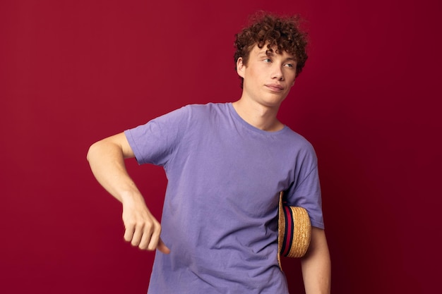 Young guy red hair in casual wear Youth Style Studio Lifestyle unaltered