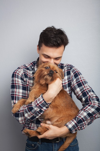 Young guy with his dog.