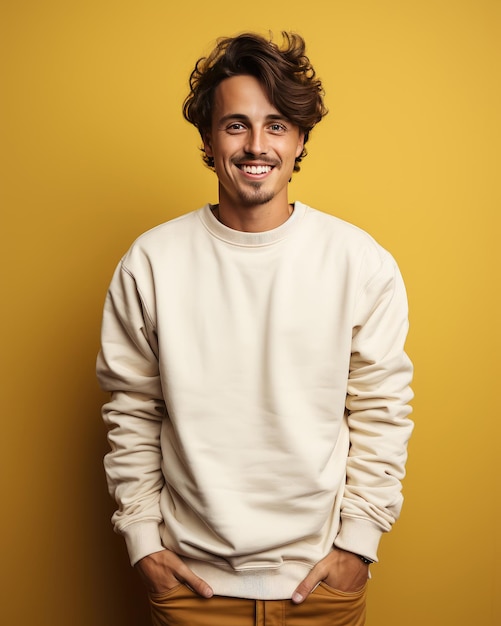 Young handome man smiling wearing sweatshirt isolated Created with Generative Ai Technology