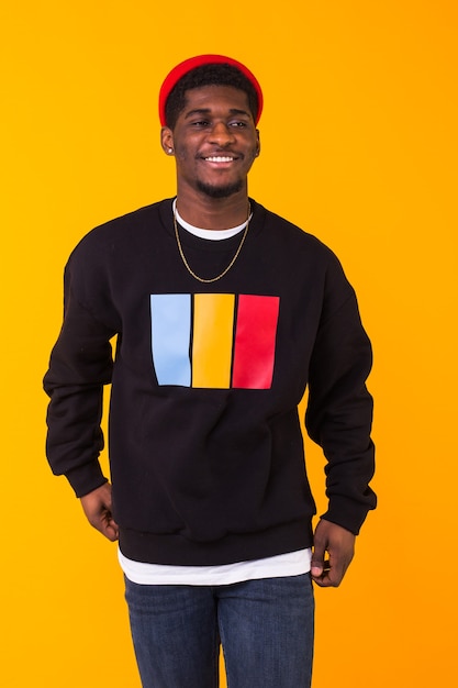 young handsome African man wearing sweatshirt