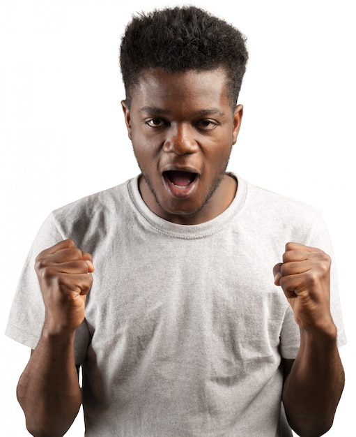 Photo young handsome afro american man with  angry look