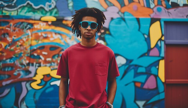 A young handsome athletic trendy alternative man is holding a skateboard