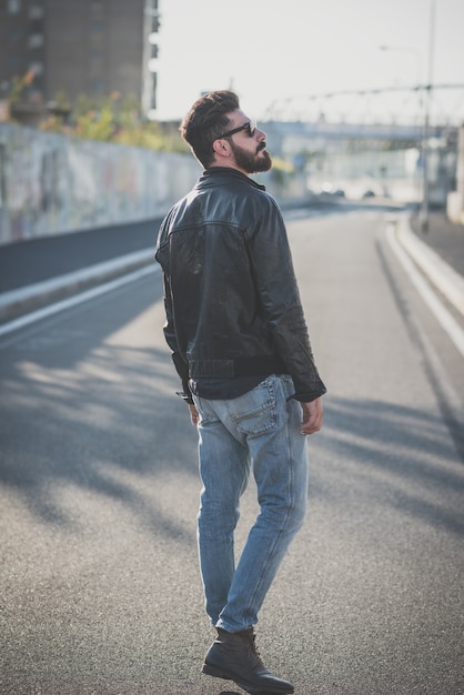 young handsome attractive bearded model man