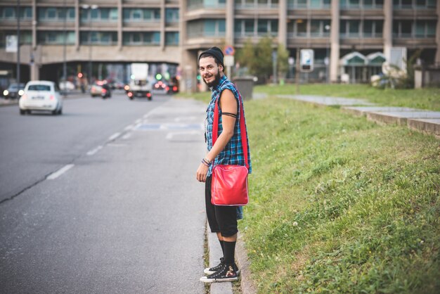 young handsome bearded hipster man