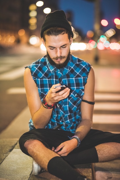 young handsome bearded hipster man