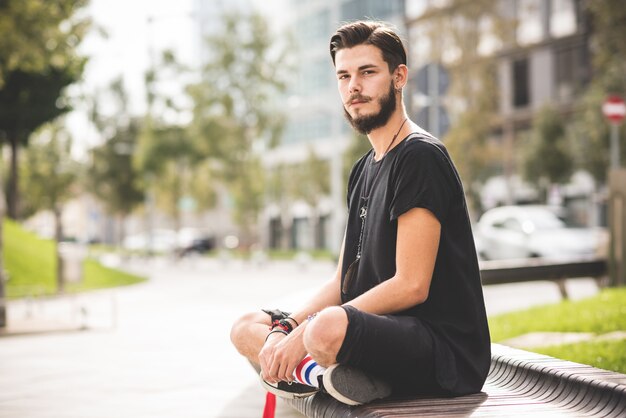 young handsome bearded hipster man