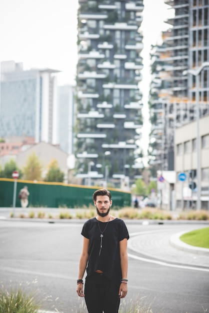 young handsome bearded hipster man