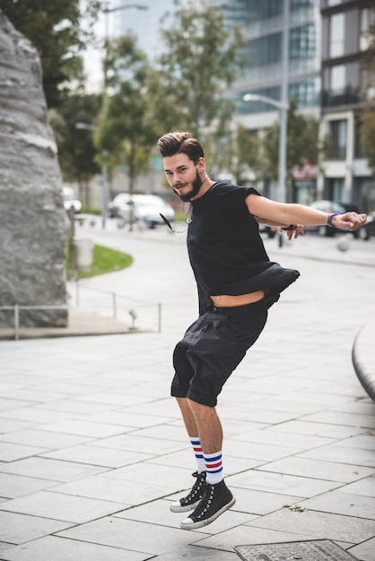 young handsome bearded hipster man