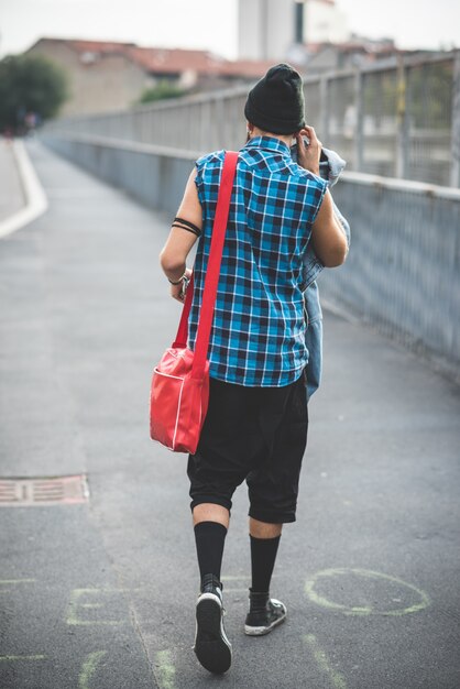 young handsome bearded hipster man