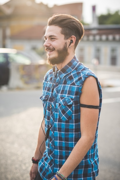 young handsome bearded hipster man