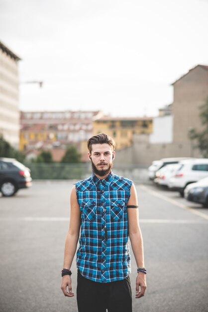 young handsome bearded hipster man