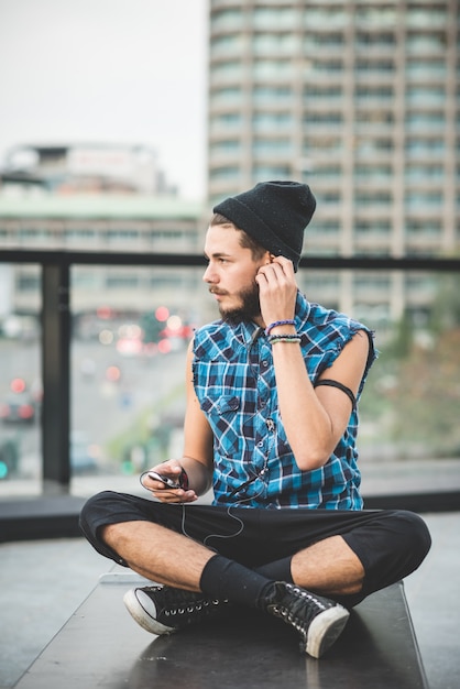 young handsome bearded hipster man