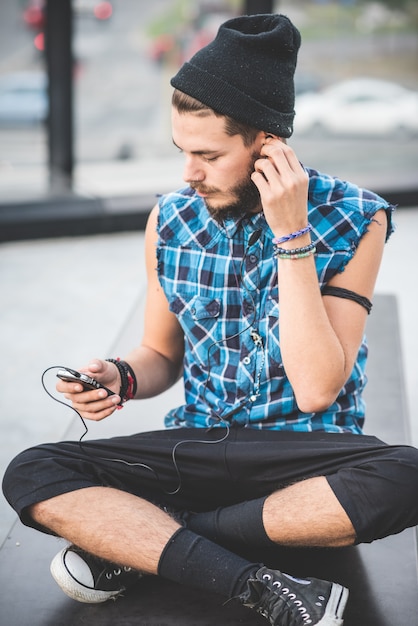 young handsome bearded hipster man