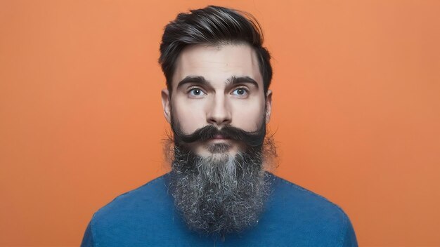 Young handsome bearded man with long beard moustache
