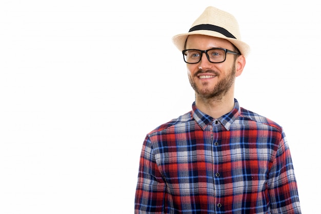 Young handsome bearded tourist man ready for vacation