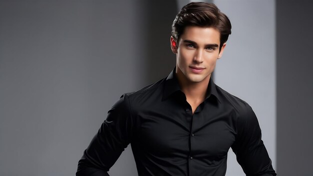 Young handsome businessman in black shirt