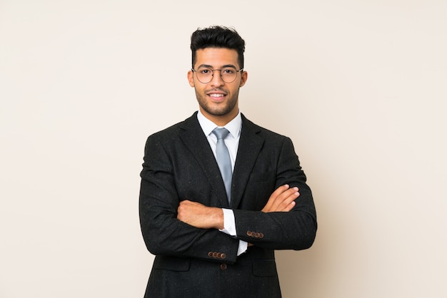 Young handsome businessman man over isolated background