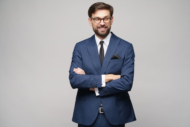 young handsome businessman wearing suit